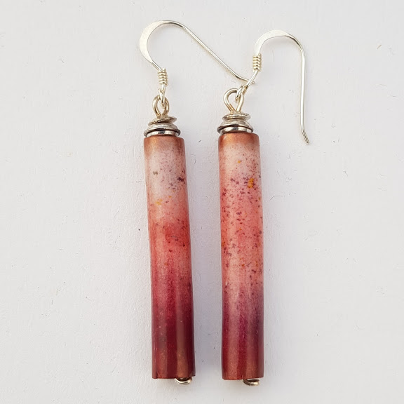 Long Pink Tone Rustic Earrings