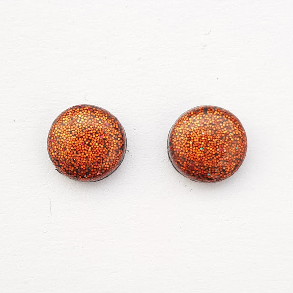 Holographic Copper Coloured Small Stud Earrings