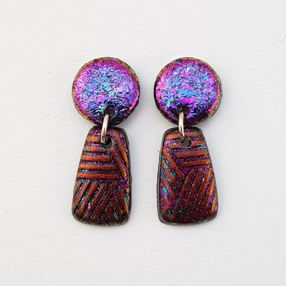 Small Dangle Stud Earrings in Purple Shades
